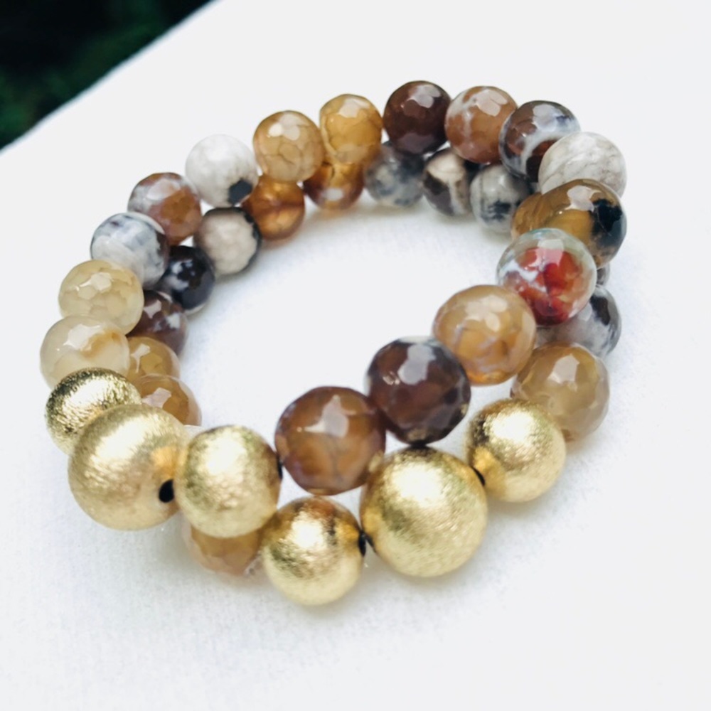 Set of Two Stone Stretch Bracelets